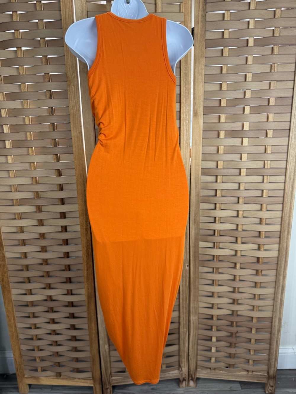 VERONICA BEARD Orange Sleeveless Ruched Midi / Maxi Dress - Picture 5 of 10